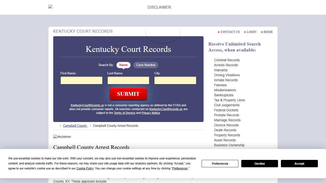 Campbell County Arrest Records | KentuckyCourtRecords.us